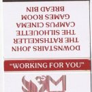 Matchbook Cover McMaster University Student Union Hamilton Ontario