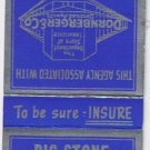 Matchbook Cover Big Stone Insurance Agency Big Stone City South Dakota