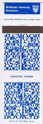 Matchbook Cover McMaster University Bookstore Hamilton Ontario