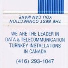 Matchbook Cover Riser Data & Telecommunications Turnkey Installations Canada