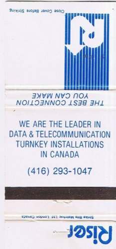 Matchbook Cover Riser Data & Telecommunications Turnkey Installations Canada