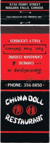 Matchbook Cover China Doll Restaurant Niagara Falls Ontario