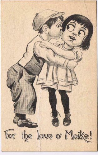 Samson Brothers Postcard Big Eyed Boy Girl For The Love Of Moike Made In USA