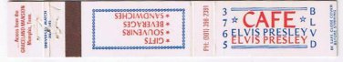 Matchbook Cover Cafe Elvis Presley Memphis Tennessee Across From Graceland