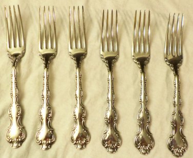 6 Birks Regency Plate Louis de France Dinner Forks NO Monogram 7" 1950s