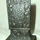 Ornate Silverplate Match Box Holder On Pedestal Embossed Curlicue Made in Japan