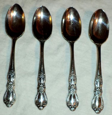 4 1847 Rogers Bro Teaspoons Heritage Silverplate 1968 International Silver