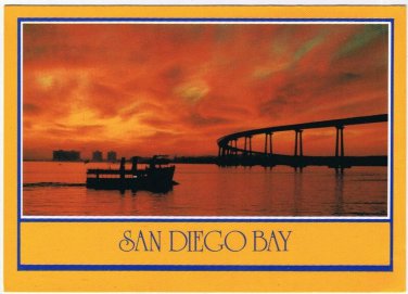 Postcard San Diego Coronado Bridge Bay Sunset California