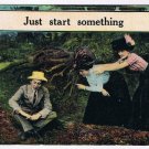 Postcard Just Start Something Two Women Encouraging Depressed Man