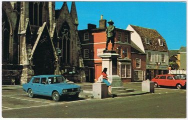 Postcard Oliver Cromwell Statue St Ives United Kingdom