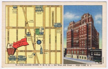Postcard William Sloane House YMCA New York City NY