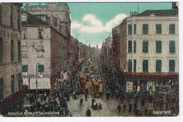 United Kingdom UK Scotland Postcard Glasgow Argyle Street 1906 Germany
