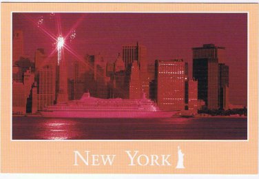 New York Postcard NYC Skyline Cruise Ship Night