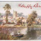Greetings Postcard Happy Birthday Carisbrooke UK Fishing On Lake Beaded Grass