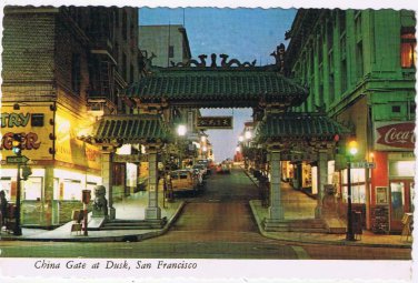 California Postcard San Francisco China Gate At Dusk