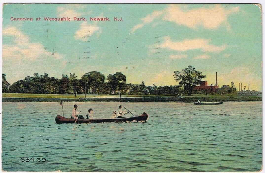 Postcard Canoeing At Weequahic Park Newark New Jersey