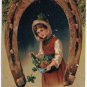 Birthday Postcard Young Girl With Shamrocks & Horseshoe Germany