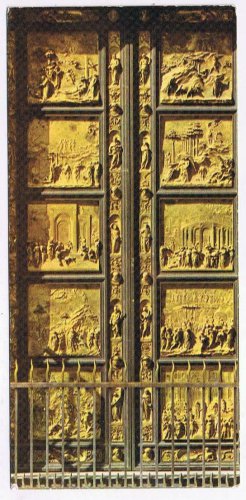 Italy Postcard Firenze Florence Baptistery Paradise Gate Ghiberti  2 3/4" x 6"