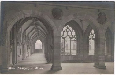 Postcard Basel Kreuzgang im Munster Cloister Of The Cathedral
