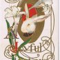 Postcard Embossed Joyful Easter Bunny Rabbit Lilies Detroit 1925