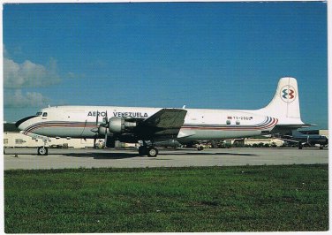 Postcard Airplane Douglas DC-6B AERO Venezuela