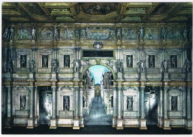 Italy Postcard Vicenza Olympic Theatre The Stage