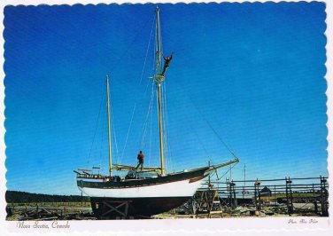 Nova Scotia Postcard Boat Building Ocean Province