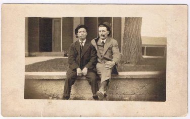 Portrait Postcard RPPC Ready For Church & Smoking Pipe