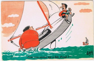 Postcard Comic Sailing Can You Move Up A Bit Fred Fat Man Thin Man