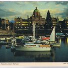 British Columbia Postcard Twilight Falls On Victoria's Inner Harbour