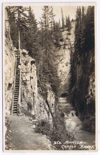 Alberta Postcard RPPC Banff Johnson Canyon Byron Harmon Photo