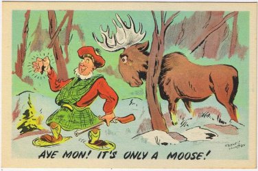 Postcard Comic Aye Mon It's Only A Moose Mouse Scottish Hunter