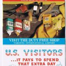 Matchbook Cover Duty Free Shop Toronto US Visitors