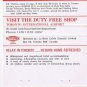 Matchbook Cover Duty Free Shop Toronto US Visitors