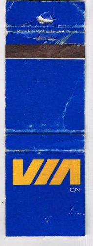 Matchbook Cover Via Rail Canadian National Railway Blue