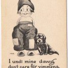 Samson Brothers Postcard Big Eyed Boy Don Care For Vimmens Dawg Wall Made In USA
