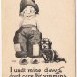Samson Brothers Postcard Big Eyed Boy Don Care For Vimmens Dawg Wall Made In USA
