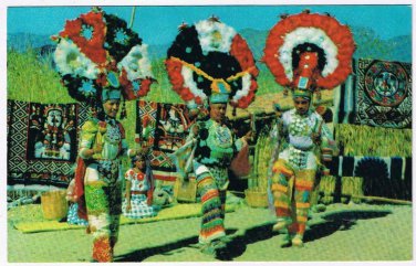 Mexico Postcard Oaxaca Indian Feather Dancers Pan American