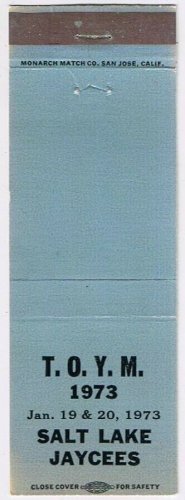 Matchbook Cover Salt Lake Jaycees TOYM The Outstanding Young Men 1973
