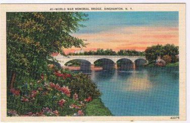 New York Postcard Binghampton World War Memorial Bridge Pierson Bros