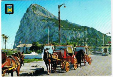 Gibraltar Postcard La Linea Cadez Penon de Gibraltar View Horse Carriage