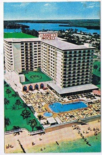Florida Postcard Miami Beach Lifters Marco Polo Tennis & Resort Motel