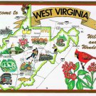 West Virginia Postcard Mountain State Pictoral Map Wild Wonderful