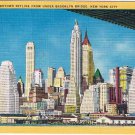 New York Postcard NYC Downtown Skyline From Under Brooklyn Bridge