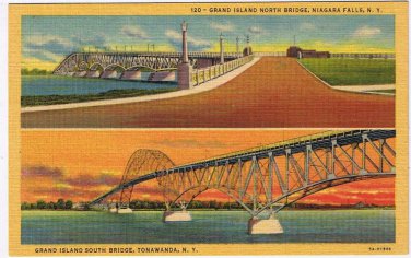 New York Postcard Niagara Falls Grand Island North & South Bridge