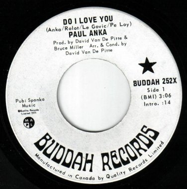 Paul Anka Do I Love You 45 rpm So Long City Canadian Pressing Promo DJ Copy