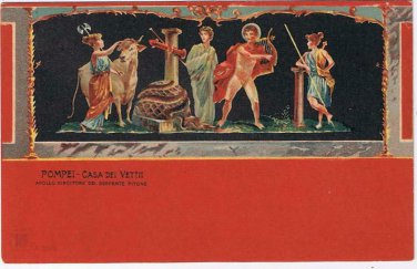 Italy Postcard Pompeii Casa Dei Vettii Apollo Victory Over Serpent