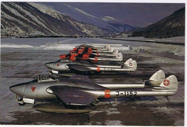Postcard Airplane Vampires Line-Up Samedan Airport Switzerland