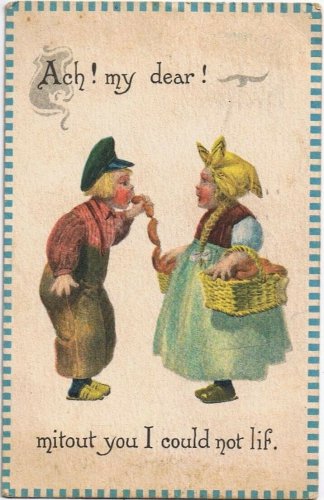 Postcard Ach My Dear Mitout You I Could Not Lif Atlantic City 1913 Dutch Couple