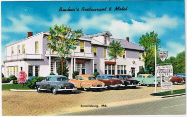 Postcard Bucher's Restaurant & Motel Emmitsburg Maryland